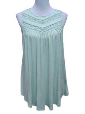 Apt. 9 Mint Green Blouse Laser-Cut Lace Print Circle Loose Baggy Style